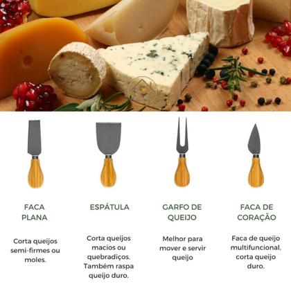 Imagem de Kit Tábua De Frios Queijo Petisqueira Em Bambu Espátulas 04 Peças