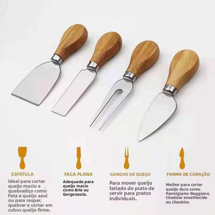 Imagem de Kit Tábua De Frios Queijo Petisqueira Em Bambu Espátulas 04 Peças