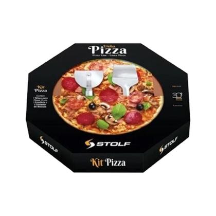 Imagem de Kit Tábua de Pizza com Cortador e Espátula Stolf
