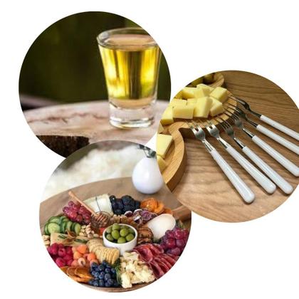 Imagem de Kit Tábua Para Aperitivos Com Copo Shot Aperitivos- 14 Peças.