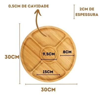 Imagem de Kit Tábua Petisqueira Bambu Servir Petiscos Frios Garfinhos Ramequin