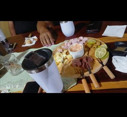 Imagem de Kit Tábua Petisqueira Bambu Servir Petiscos Frios Garfinhos Ramequin