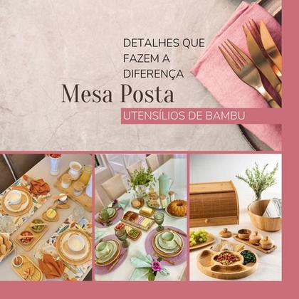 Imagem de Kit Tábua Petisqueira Bambu Servir Petiscos Frios Garfinhos Ramequin