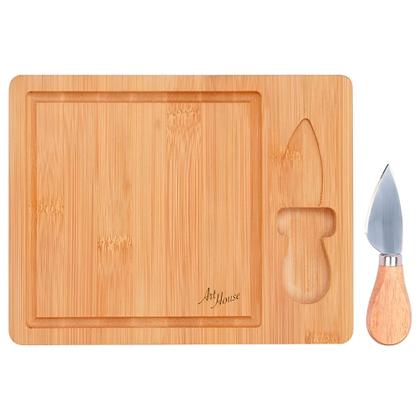 Imagem de Kit Tábua Petisqueira Madeira Frios Queijo Com Faca - Art House