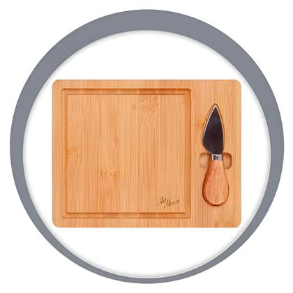 Imagem de Kit Tábua Petisqueira Madeira Frios Queijo Com Faca - Art House