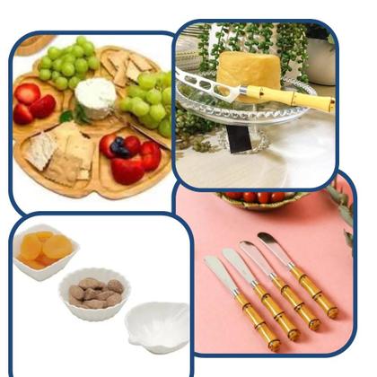 Imagem de Kit Tábua Petisqueira + Utensílios Para Queijos / Pastas 10 Peças Para Servir