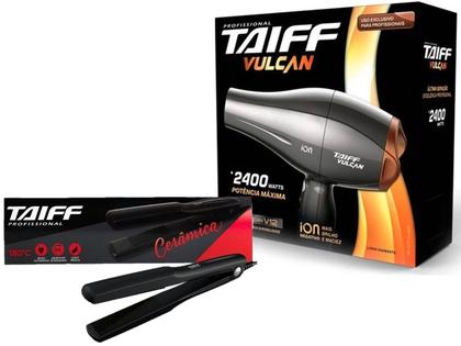 Imagem de KIT TAIFF 220V - SECADOR DE CABELO PROFISSIONAL VULCAN ÍONS V12 2400W + PRANCHA CERAMIC 180ºC BV