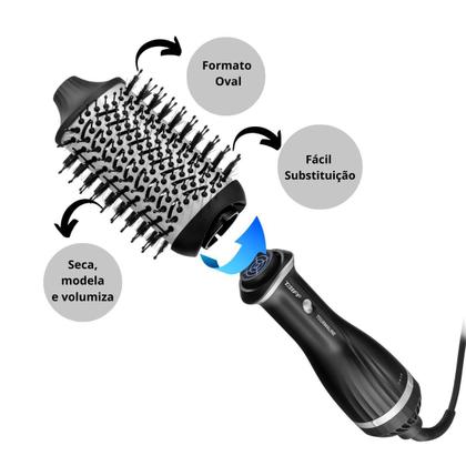 Imagem de Kit Taiff Tourmaline Escova Secadora 1200w 127v + Refil Oval