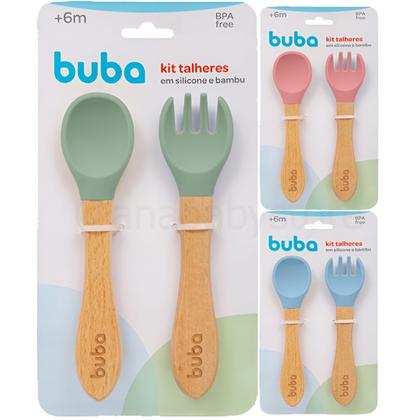 Imagem de Kit Talher Silicone Bumbu 2 peças Garfo Colher Buba