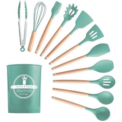 Imagem de Kit Talher Utensílios Cozinha 12 Peças Silicone Panela Antiaderente Jogo Cozinha 12 Peças Silicone Antiaderente Completo