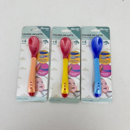 Imagem de Kit Talheres Aço Inox e Colher Termossensível Bichinhos Bebê