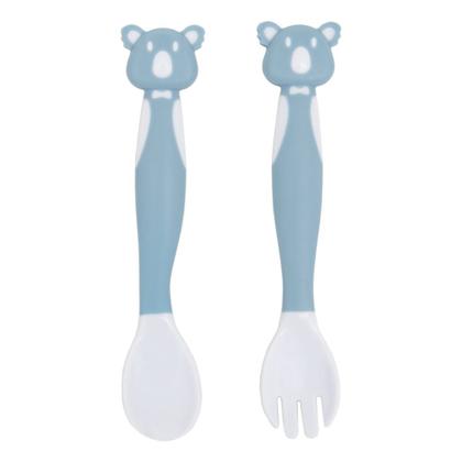 Imagem de Kit Talheres Bebê Flexível Coala Azul Introdução Alimentar 16238 Buba
