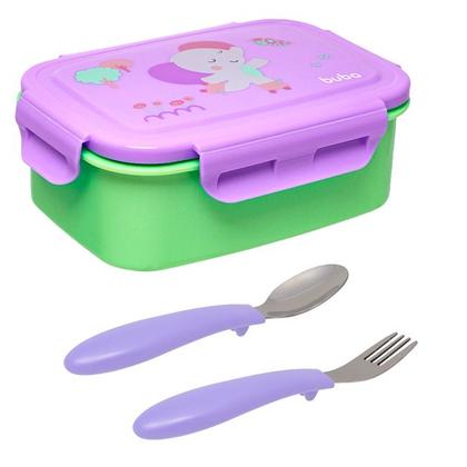 Imagem de Kit Talheres + Bento Box Lancheira Com Divisórias Zoo Buba