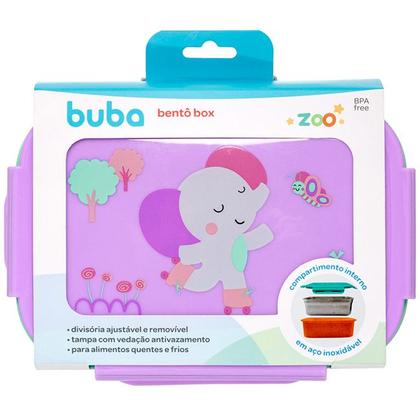 Imagem de Kit Talheres + Bento Box Lancheira Com Divisórias Zoo Buba