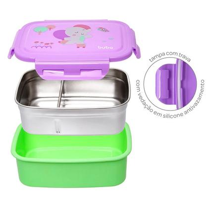 Imagem de Kit Talheres + Bento Box Lancheira Com Divisórias Zoo Buba