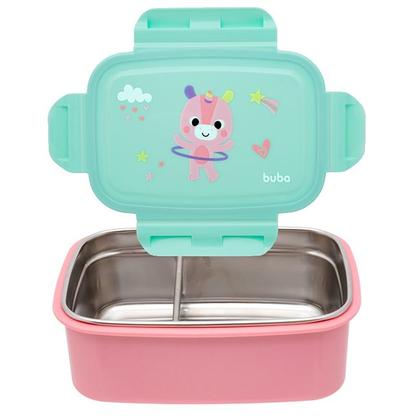 Imagem de Kit Talheres + Bento Box Lancheira Com Divisórias Zoo Buba