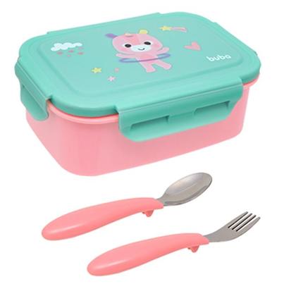 Imagem de Kit Talheres + Bento Box Lancheira Com Divisórias Zoo Buba