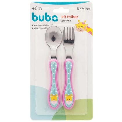 Imagem de Kit Talheres Colher E Garfo Animal Fun Infantil Bebê Em Aço Inoxidável Original - Buba Baby