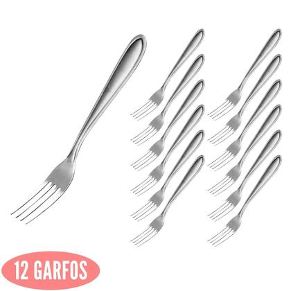 Imagem de Kit Talheres com 12 Garfo Aço Inox Grosso Jantar Cheff