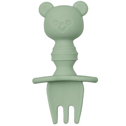 Imagem de Kit Talheres Infantil em Silicone  Ursinho - Verde - Buba