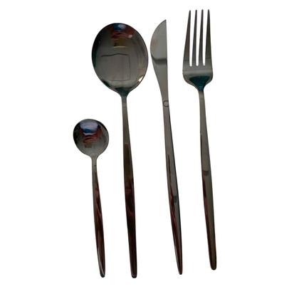 Imagem de Kit talheres slim preto aço inox (4 peças)