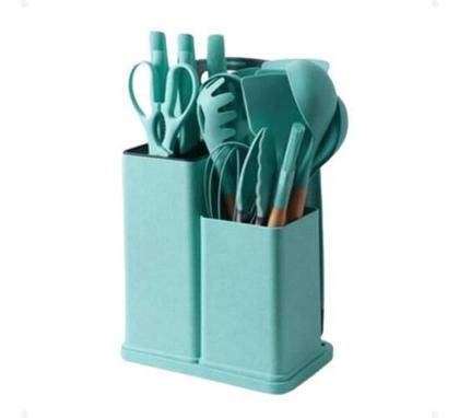 Imagem de Kit Talheres Utensílios Cozinha Silicone 19 Peças Completo