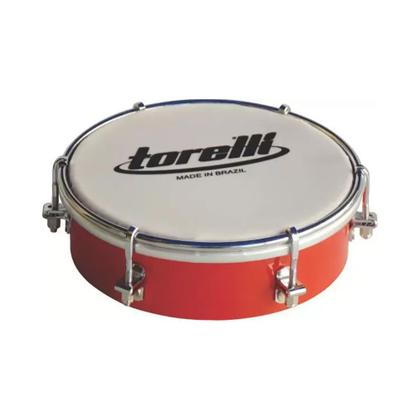 Imagem de Kit Tamborim Pele Leitosa Torelli TT 404 Verm Baqueta Tripla