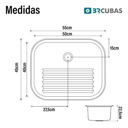 Imagem de Kit Tanque 50x40 Aço Inox Acetinado Premium + Válvula
