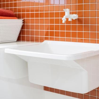 Imagem de Kit Tanque De Plástico Branco 22 Litros com Torneira de Mesa Completo