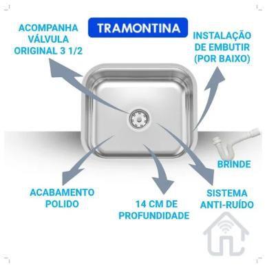 Imagem de Kit Tanque Lavanderia 40 Inox Tramontina 25L + Cuba Tramontina 40x14 Standart acetinado