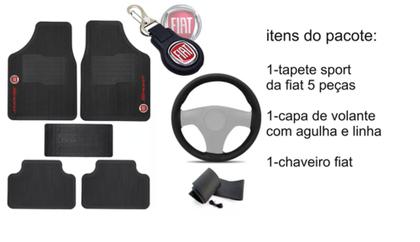 Imagem de Kit Tapete de Borracha + Capa de Volante + Chaveiro para Fiat Cronos 2019 a 2023