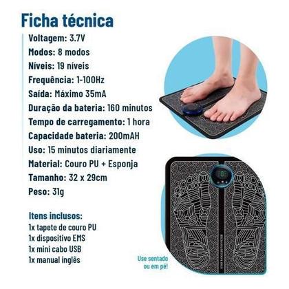 Imagem de Kit Tapete E Mini Massageador Elétrico Dor Pés E Musculares
