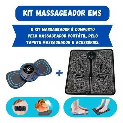 Imagem de Kit Tapete Massageador de Pés + Mini Massageador de Costas Corpo Ombro Lombar