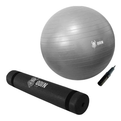 Imagem de Kit Tapete Yoga PVC e Bola Suiça 55cm pilates Odin Fit