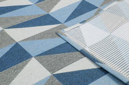 Imagem de Kit Tapetes e Passadeira De Cozinha 3 Peças Antiderrapante Ladrilhos Azul