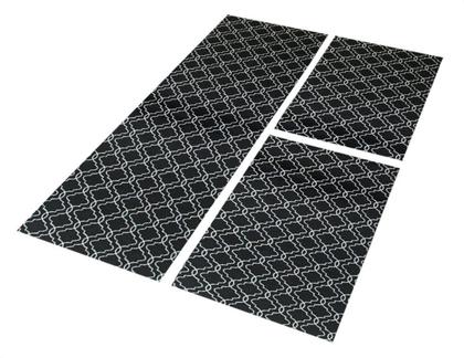 Kit Tapetes e Passadeira De Cozinha 3 Peças Antiderrapante Londres Geométrico Preto e Branco - Ibitinga Decora Imagem de Kit Tapetes e Passadeira De Cozinha 3 Peças Antiderrapante Londres Geométrico Preto e Branco