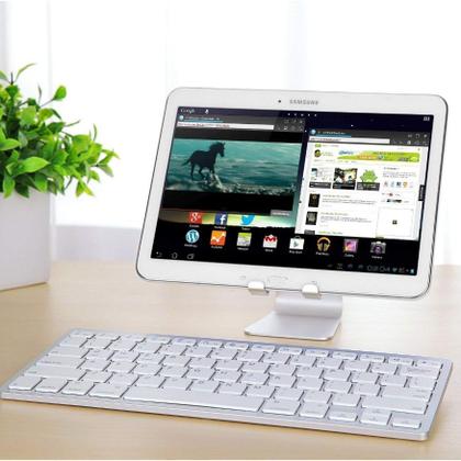 Imagem de Kit Teclado Bluetooth Mouse Sem Fio Receptor Usb Tablet s6 a7 Celular Texto Estudos Digitação