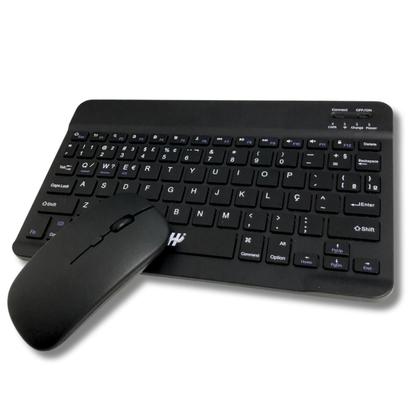 Imagem de Kit Teclado Com Mouse Bluetooth Sem Fio Coloridos Wireless