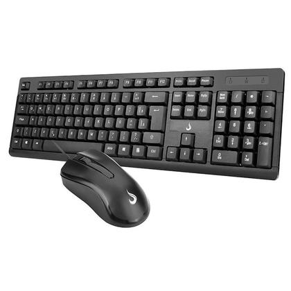 Imagem de Kit Teclado e Mouse com fio USB Rise Mode Black Abnt2 Office para Computador e Notebook 1000 Dpi