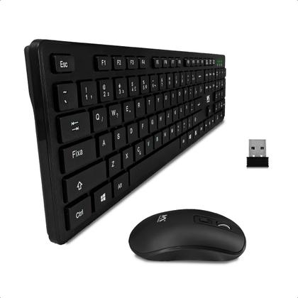 Imagem de Kit Teclado e Mouse Combo Wireless 2.4ghz Sem Fio Computador Notebook Ergonomico