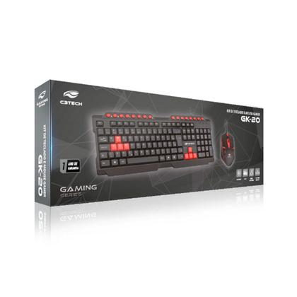 Imagem de Kit Teclado e Mouse Gamer C3Tech USB ABNT2 1200 DPI Preto e Vermelho