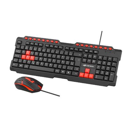 Imagem de Kit Teclado e Mouse Gamer C3Tech USB ABNT2 1200 DPI Preto e Vermelho