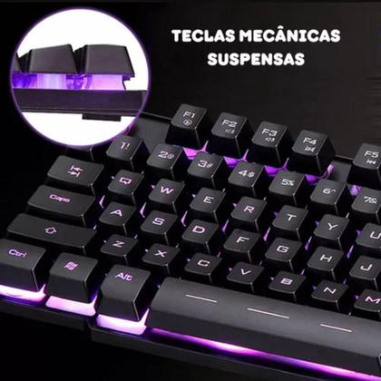 Imagem de Kit Teclado E Mouse Gamer Rgb Led Iluminação Colorida Preto