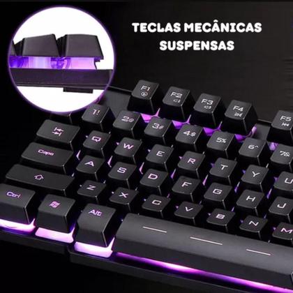 Imagem de Kit Teclado e Mouse Gamer USB RGB LED Iluminação Colorida