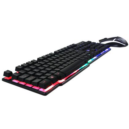 Imagem de Kit Teclado e Mouse Gamer USB semi mecânico Led RGB