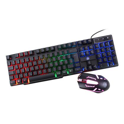 Imagem de Kit Teclado e Mouse Gamer USB semi mecânico Led RGB