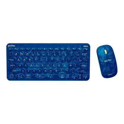 Imagem de Kit Teclado E Mouse Harry Potter Sem Fio Combo Gamer ABNT Wireless 2.4ghz Bluetooth Usb Cor Azul