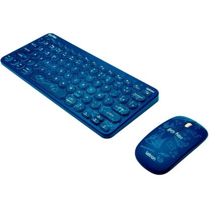Imagem de Kit Teclado E Mouse Harry Potter Sem Fio Combo Gamer ABNT Wireless 2.4ghz Bluetooth Usb Cor Azul