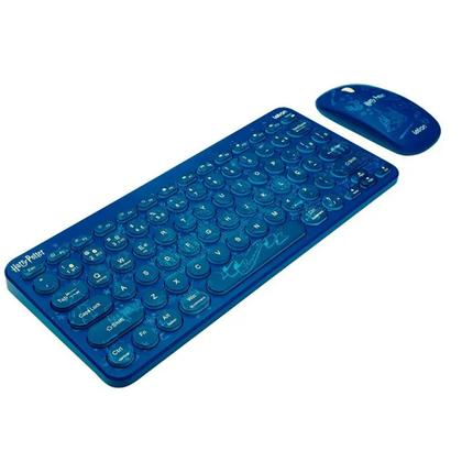 Imagem de Kit Teclado E Mouse Harry Potter Sem Fio Combo Gamer ABNT Wireless 2.4ghz Bluetooth Usb Cor Azul