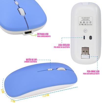 Imagem de Kit Teclado e Mouse Macaron 10" Sem Fio PC Gamer Wireless